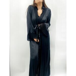 Valerie Stevens L vintage black silk maxi robe